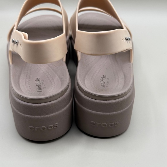 Crocs LiteRide Women's Beige Wedge Platform Sandals Size 8‎ - Picture 4 of 8